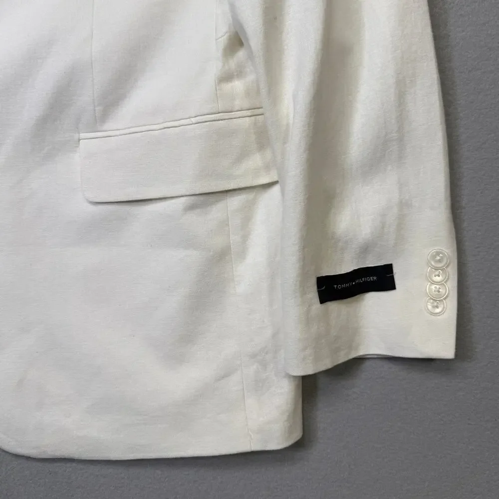 Tommy Hilfiger Men's Modern-Fit 100% Linen Sport Coat white 44L $295